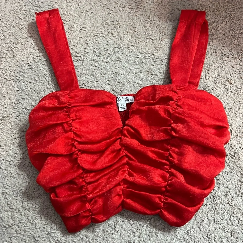 Red Ruffled Crop Top - Picture 1 of 2